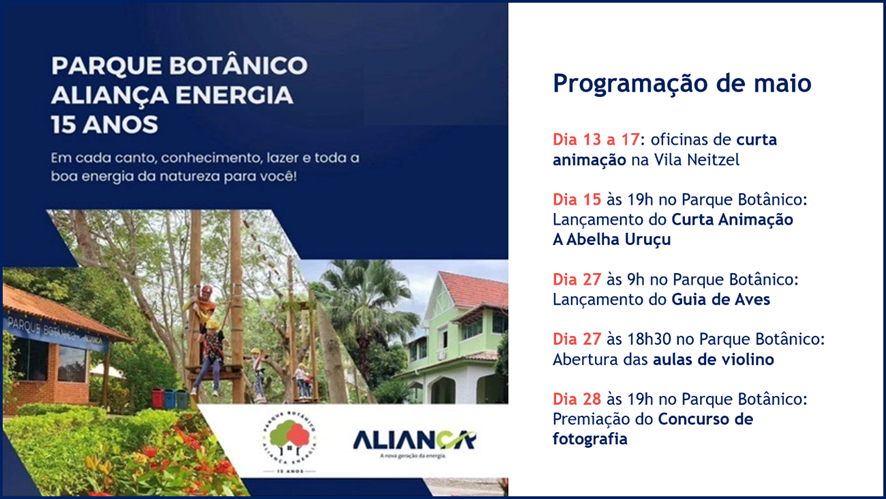 Parque Botânico Aliança comemora 15 anos de compromisso ambiental e educação comunitária - Aliança Energia