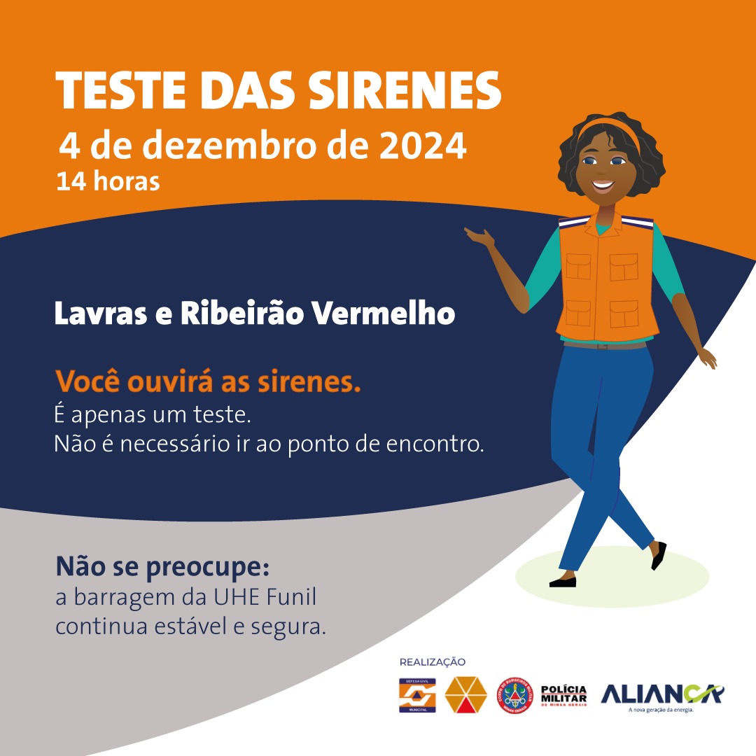 Sirenes do PAE das UHEs Aimorés e Funil são testadas no dia 4 de dezembro - Aliança Energia